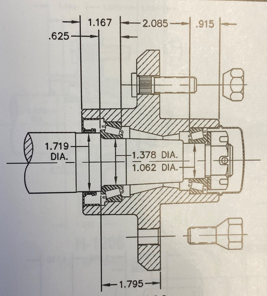 Trailer Hub Assembly- 1-3/8 Inner / 1-1/16 Outer Bearings H-1000-04-A