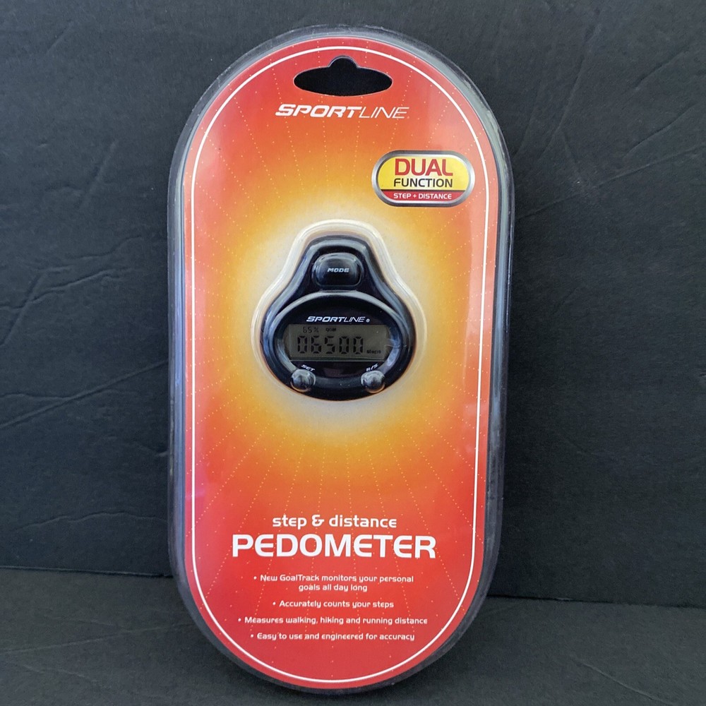 Sportsline Dual Function Step and Distance Pedometer New