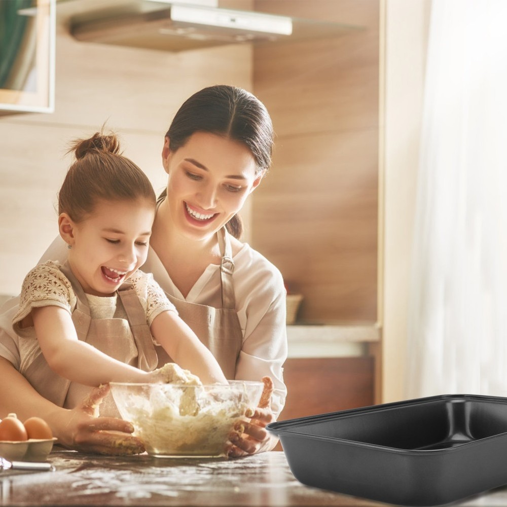 1Pc Baking Plate Bakeware BBQ Pan Practical Kitchen Food Container (Black)