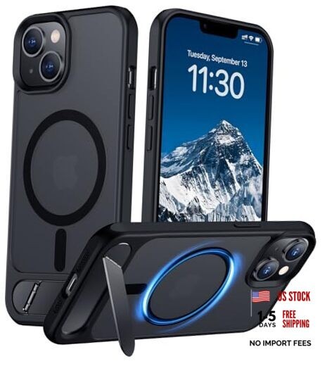 Compatible with iPhone 14 Case/iPhone 13 Case,[Built-in Invisible Black
