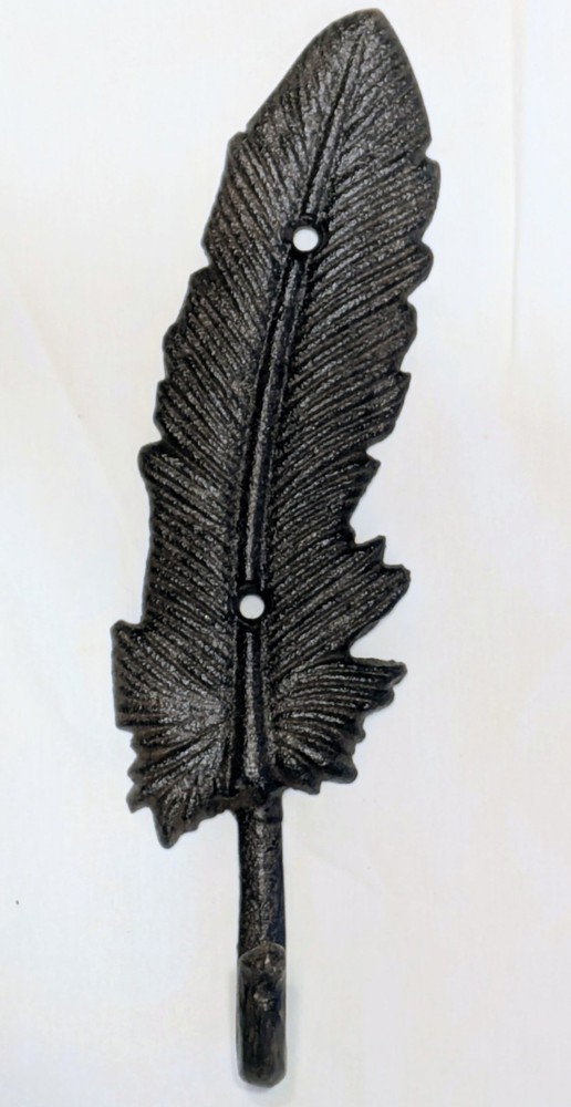 Vintage Style Feather Cast Iron Wall Hook