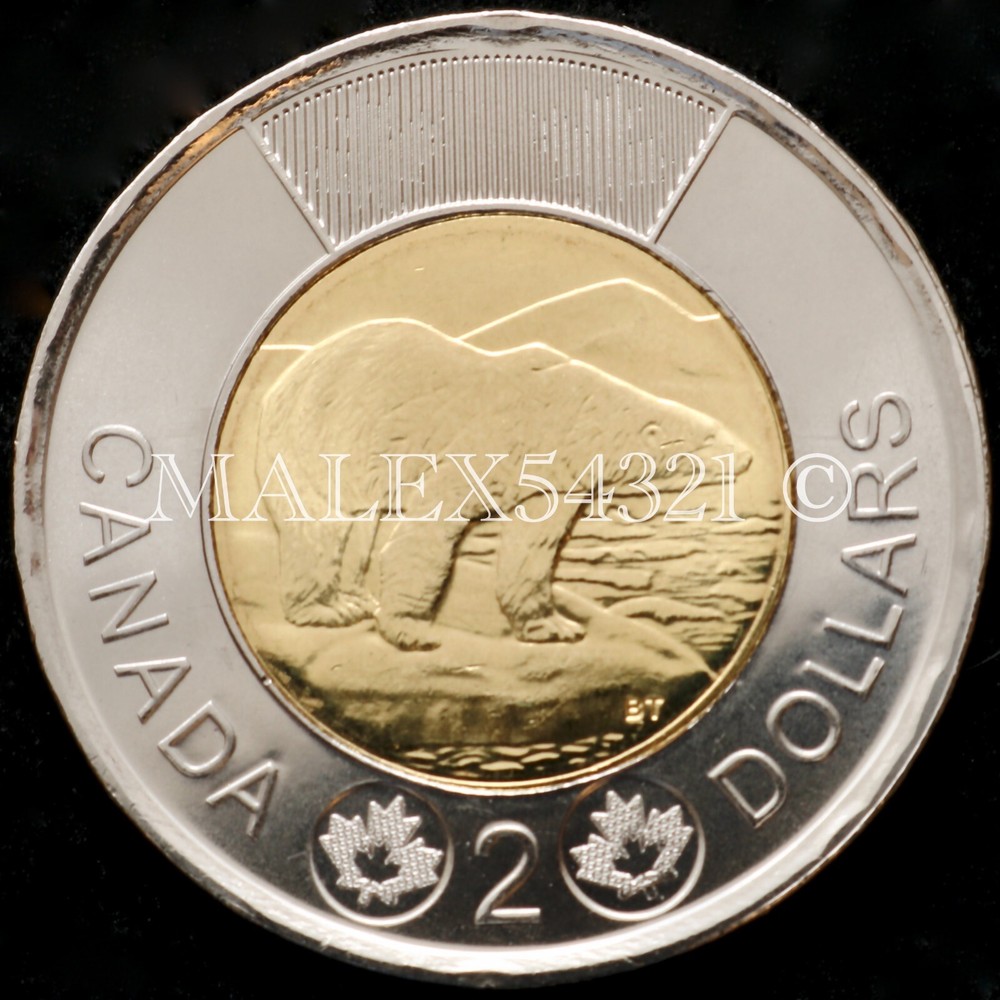 🇨🇦​ CANADA 2021 POLAR BEAR 2 DOLLARS UNCIRCULATED FROM MINT ROLL