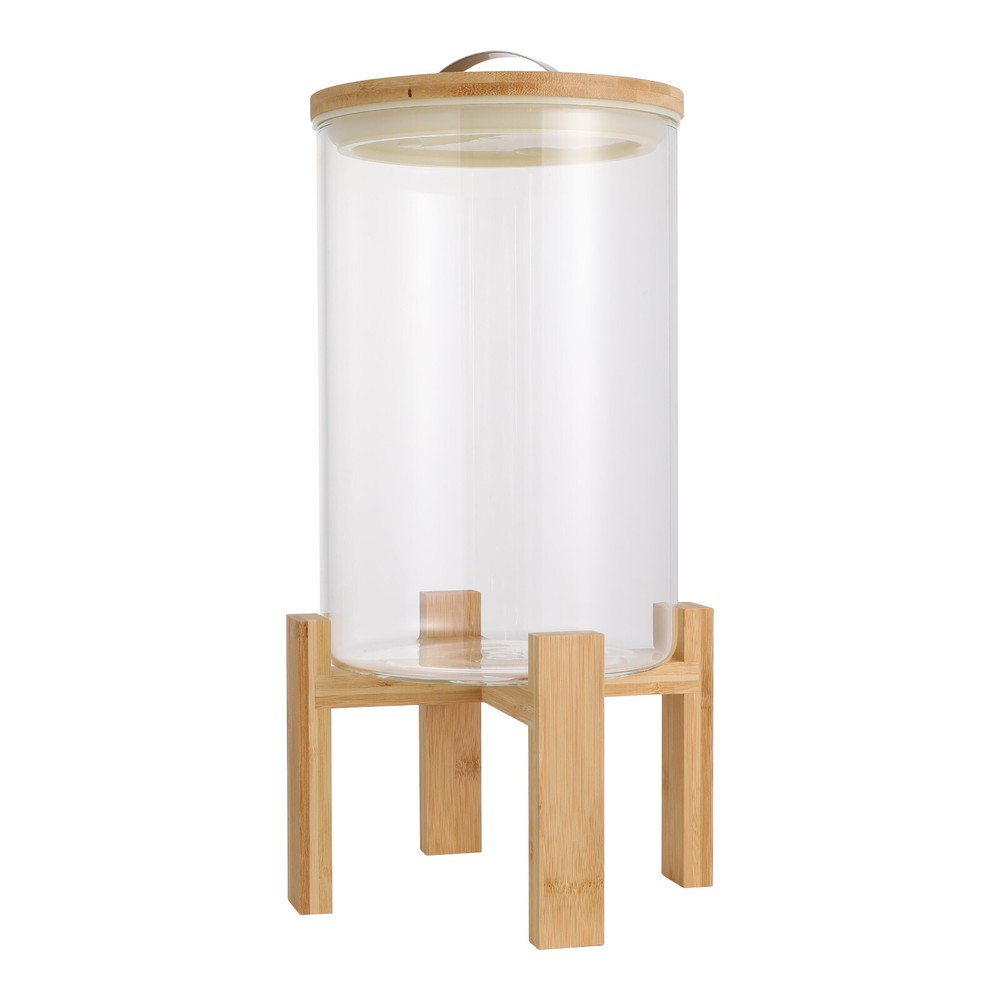 8L Rice Storage Container, Glass Grain Container, Rice Container with Lid& Stand