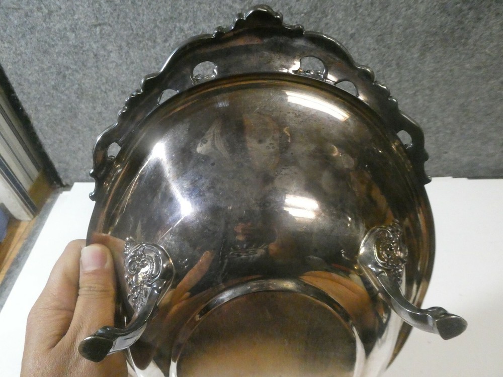 Wallace Silver Plate Baroque Pattern 16" Centerpiece Footed Fruit Bowl #1