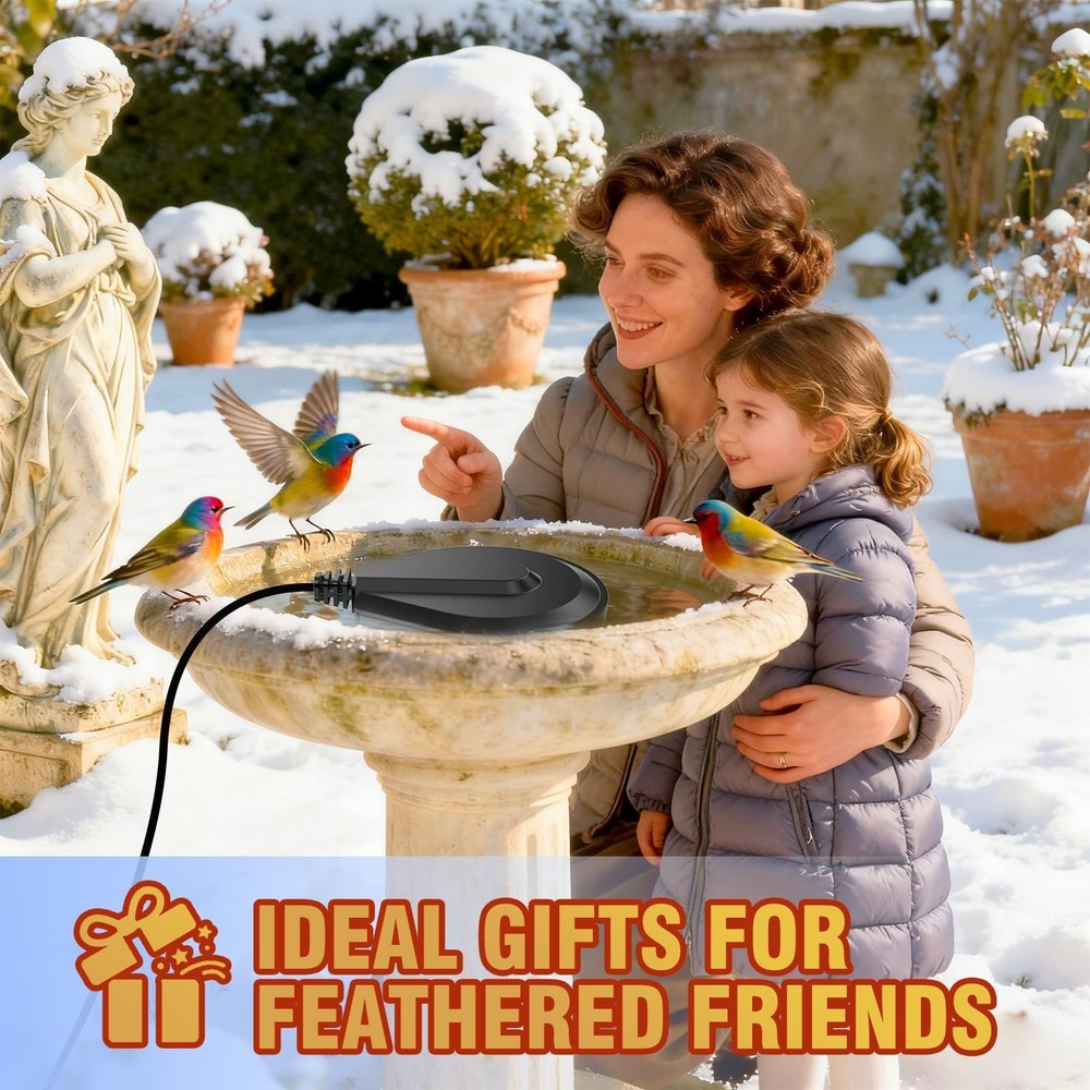 50W Bird Bath Heater De-Icer Thermostatic Cast Aluminum Winter Outdoor for Lawn