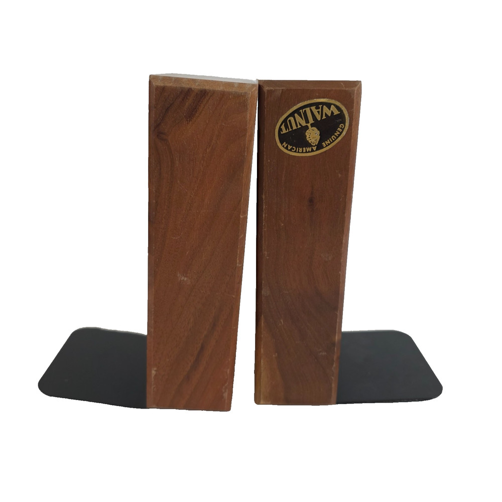Solid Walnut Laser Engraved Ship Bookends Black Metal Base Plate Nautical Theme