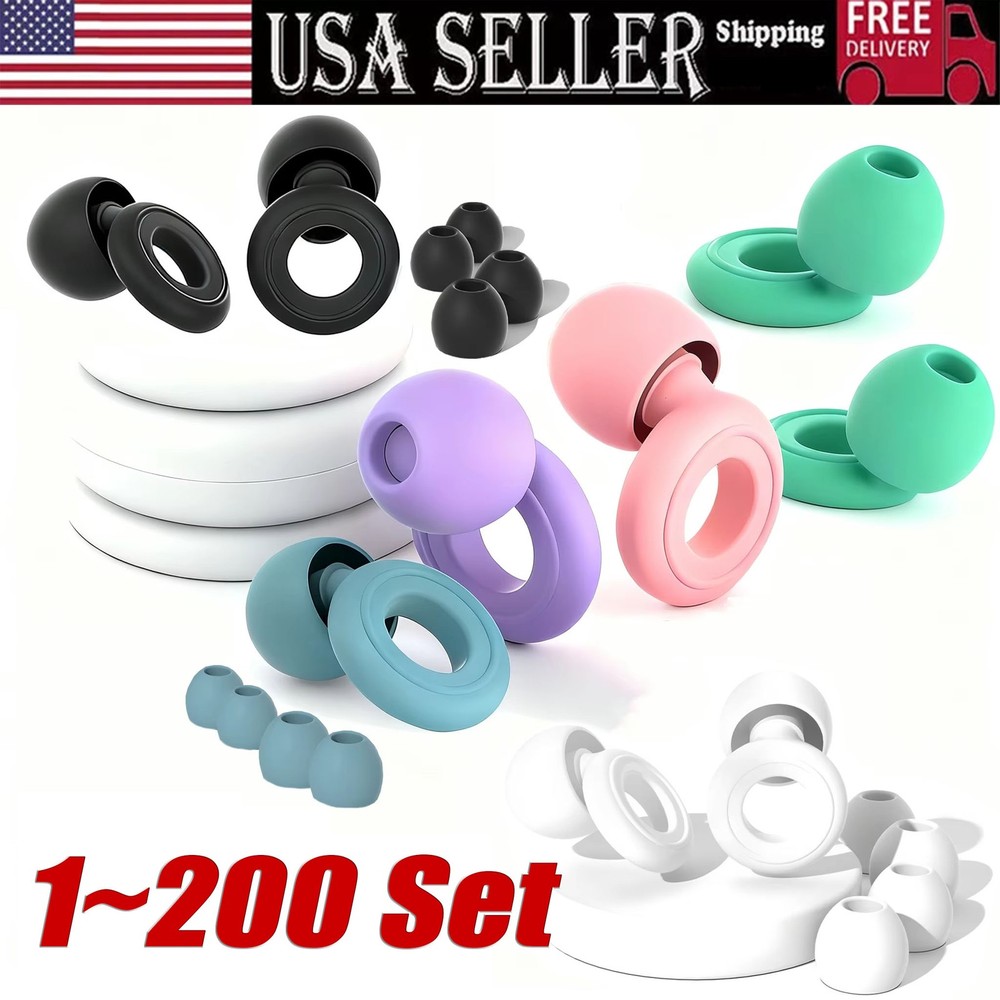 Reusable Silicone Ear Plugs Noise Cancelling Earplugs Protector Study Sleep Swim