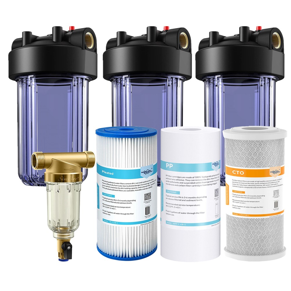 SimPure 10" x 4.5" Clear Whole House Water Filter Housing Filtration System Home