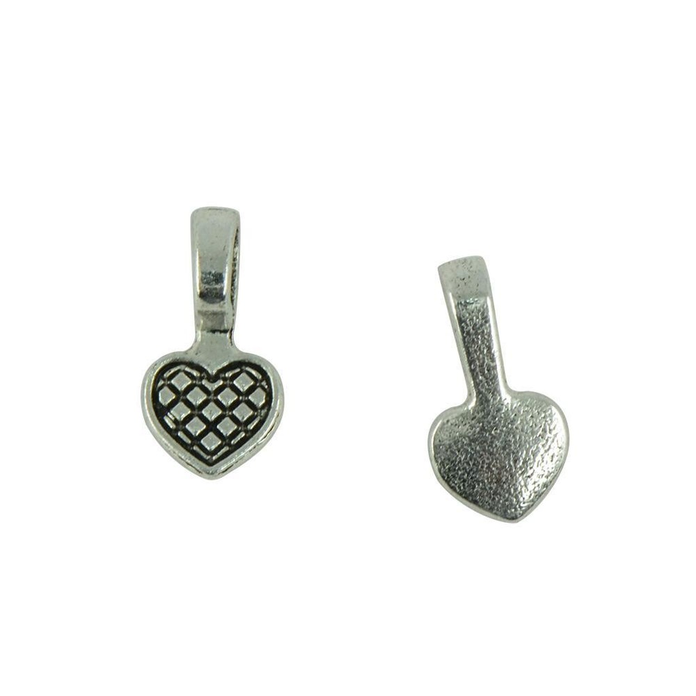 100pcs Silver Heart Glue On Bails Setting For Necklaces