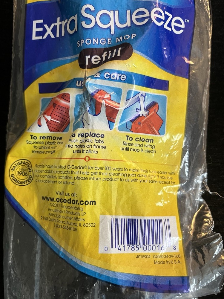 O Cedar Extra Squeeze Sponge Mop Refill for O-Cedar Hinge Mop