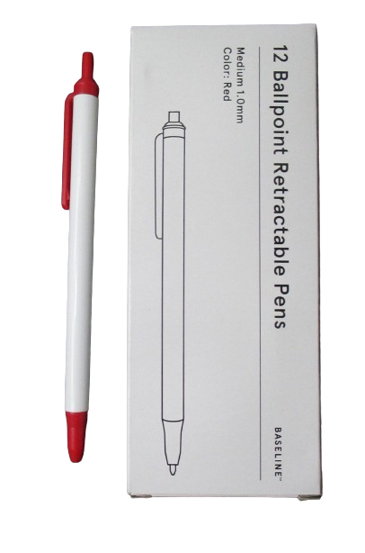 12 - Baseline Staples Retractable Medium Point (1.0mm) Red Pen BL58252