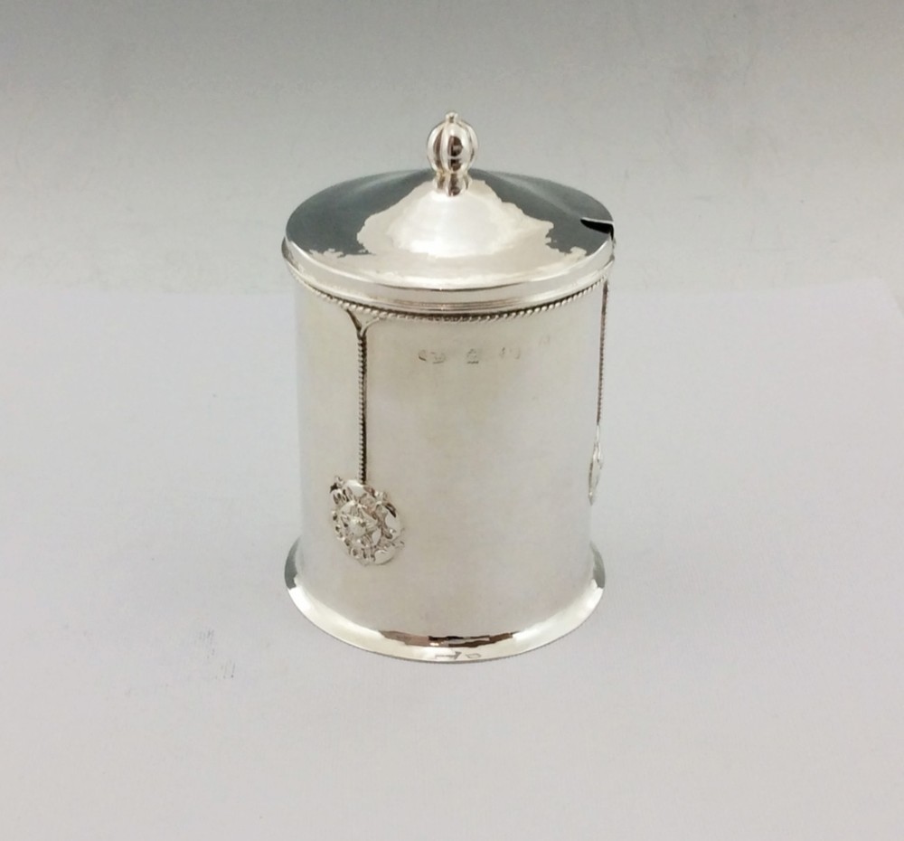 ARTS & CRAFTS SOLID SILVER JAM / PRESERVE POT A.E. JONES 1913