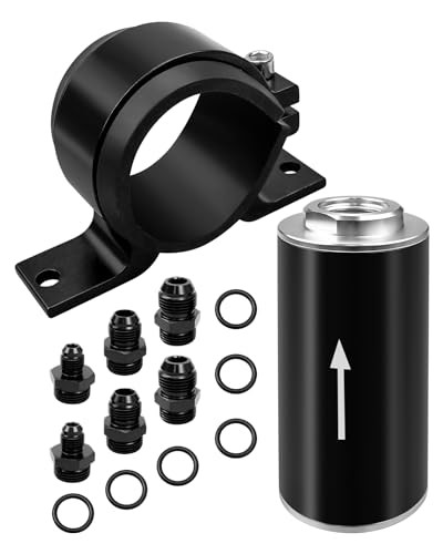 10 Micron Inline Fuel Filter with 50mm Mounting Bracket Kit Fit Different Black