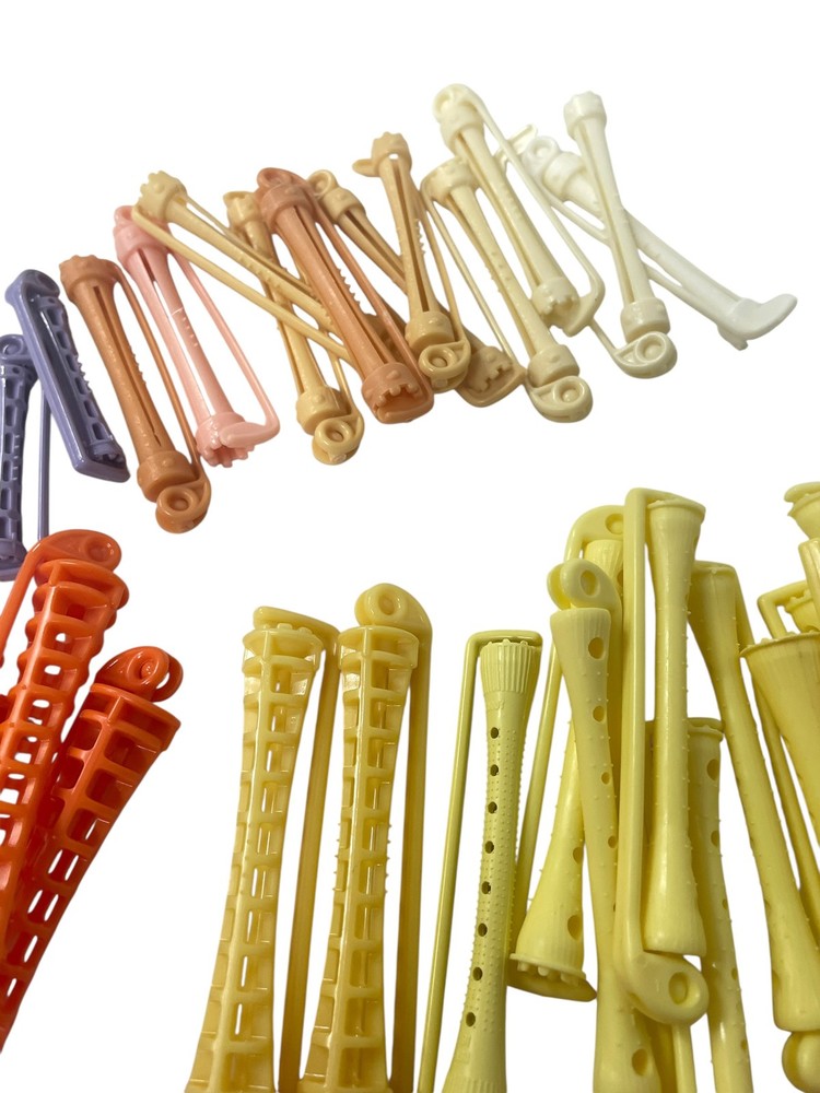 Large Lot Assorted Vintage Plastic Perm Rods Rollers Cold Wave Hair Curlers