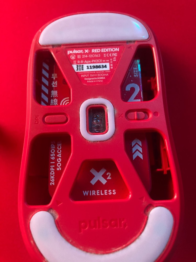 Pulsar X2 wireless gaming mouse red