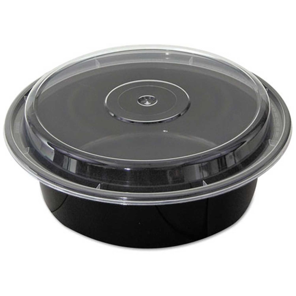 VERSAtainer Microwavable Round Containers 32 oz. 7" Diameter Black/Clear - 150