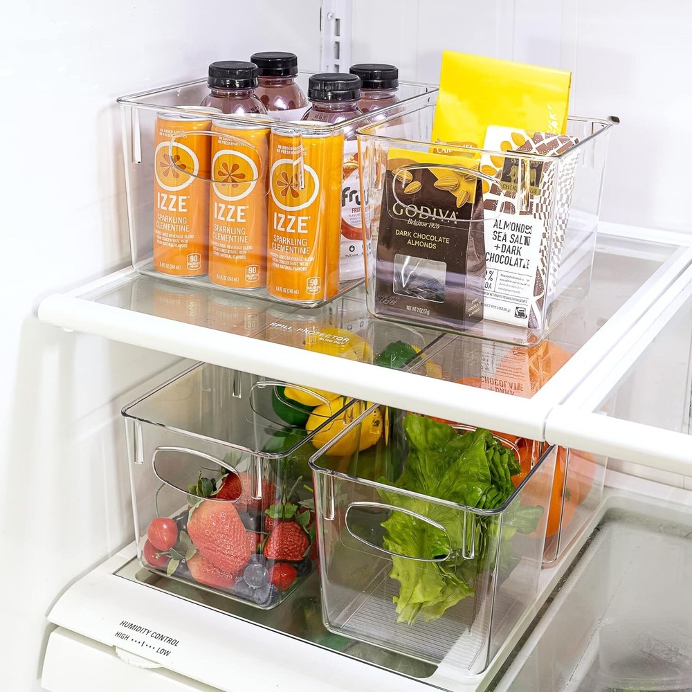 Clear Plastic Storage Bins - Versatile Kitchen & Pantry Organizers - 8 Pack