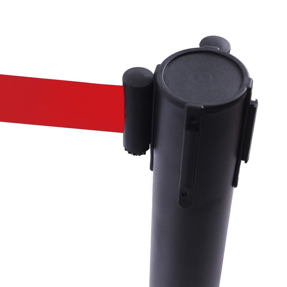 6PCS Black Stanchion Posts Queue Pole Retractable Belts Crowd Control Barrier US