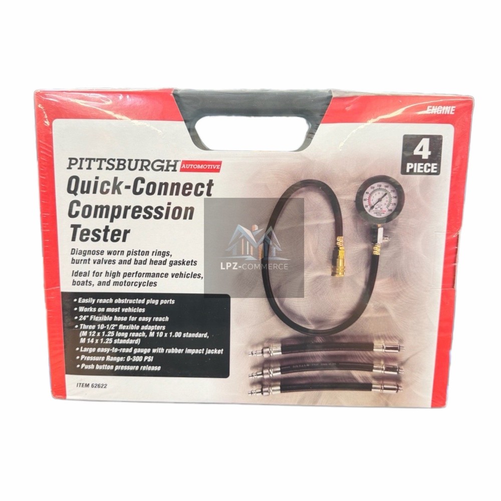 Compression Tester Kit 0–300 PSI w/ Hose & Adapters