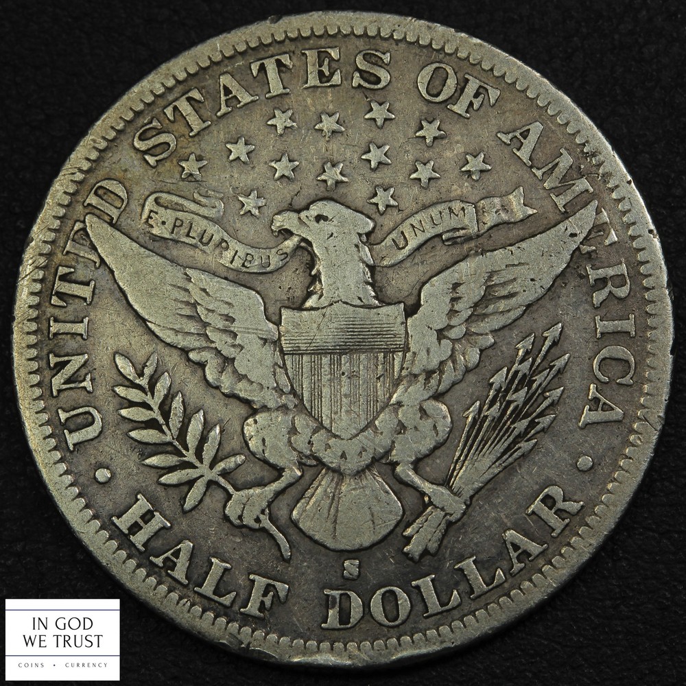 1896 S Barber Silver Half Dollar 50C - Scratches