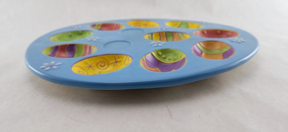 Deviled Egg Tray Platter Kitschy MWW Market Ceramic Plate Easter Holiday