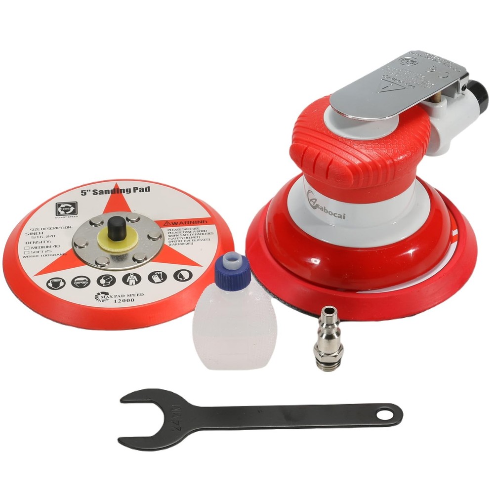 Air Random Orbital Sander, 5" Dual-Action, PSA & Hook/Loop