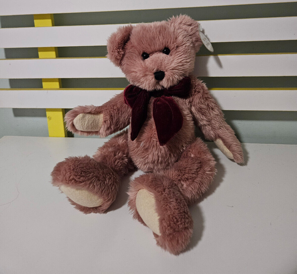 TIMELESS TEDDIES ROMA RED BEAR 38CM JOINTED BIG BOW