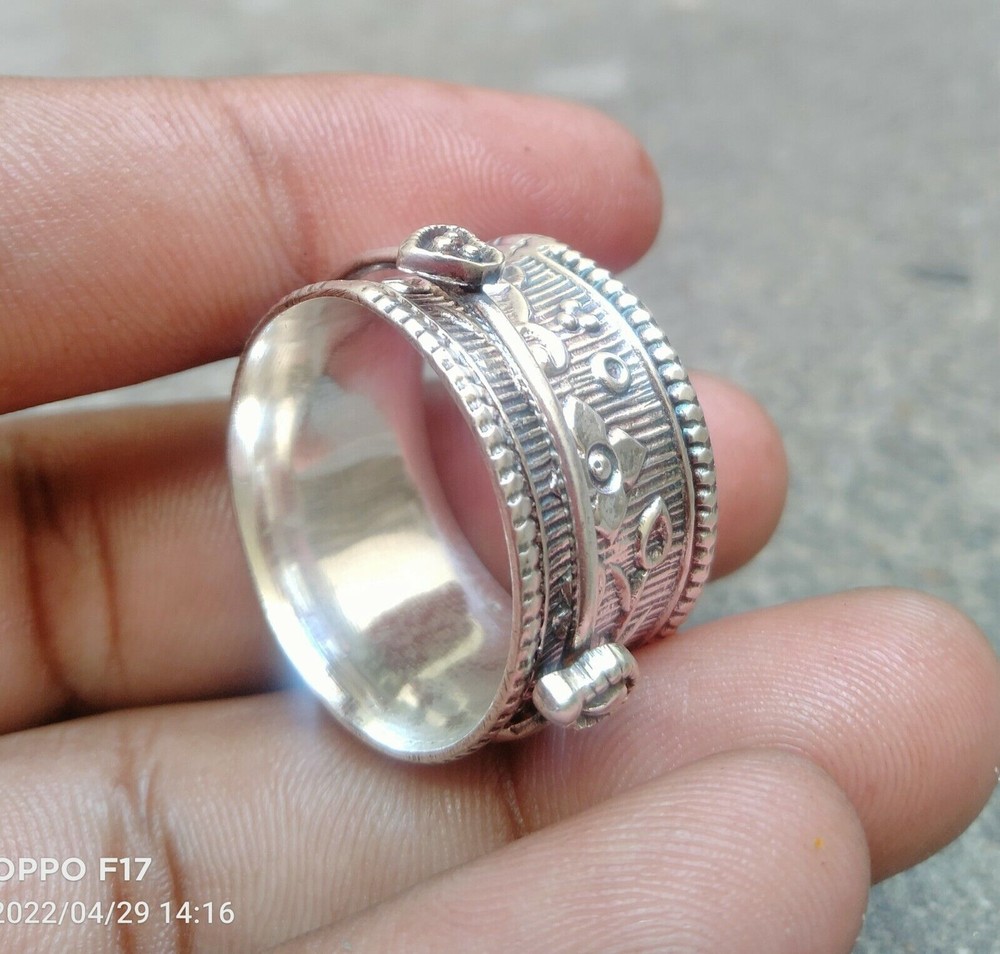 Solid 925 Sterling Silver Band &Wide Spinner Ring Handmade Jewelry Ring All Size