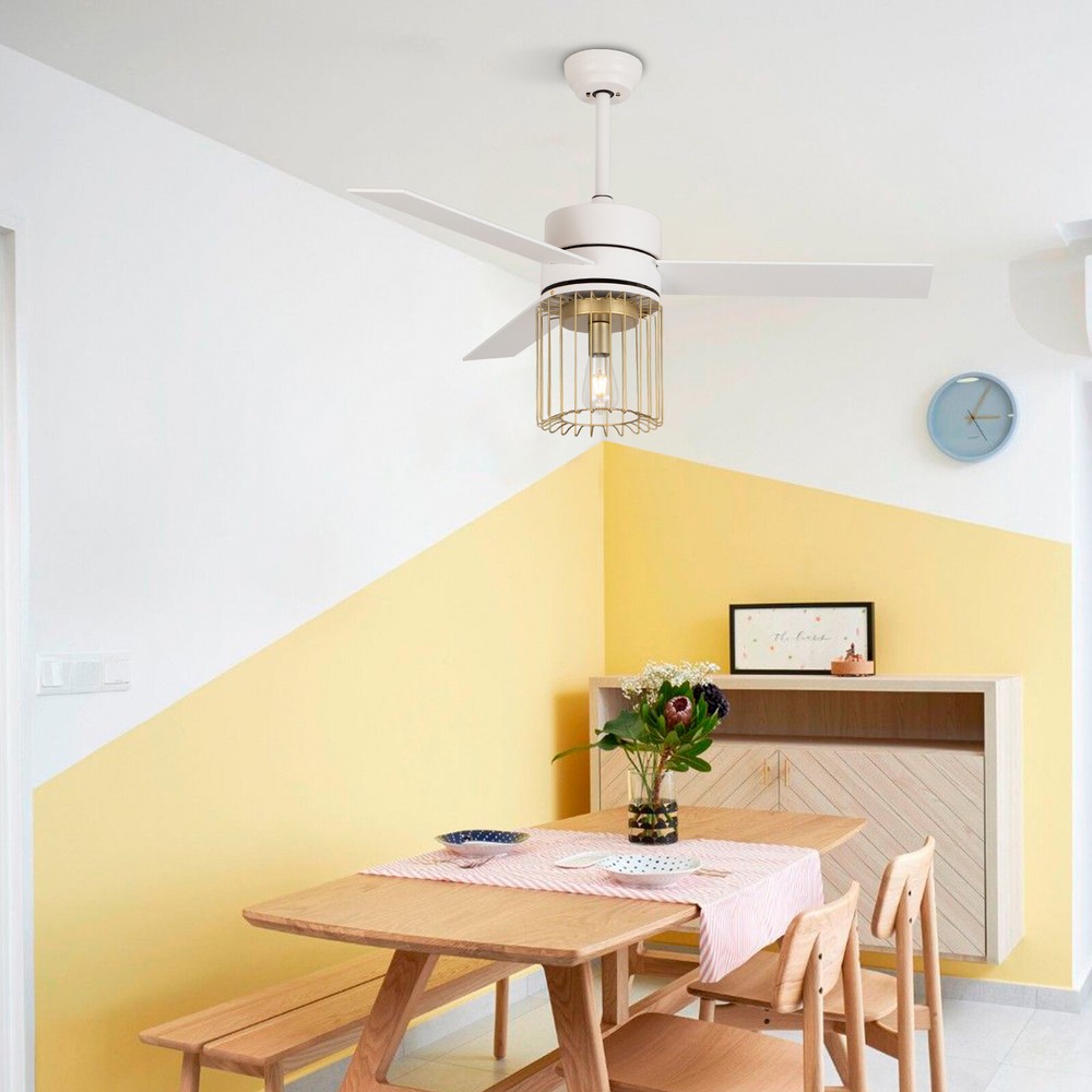 Modern 48 In. LED Indoor White Ceiling Fan with Light Kit and Remote Controller!