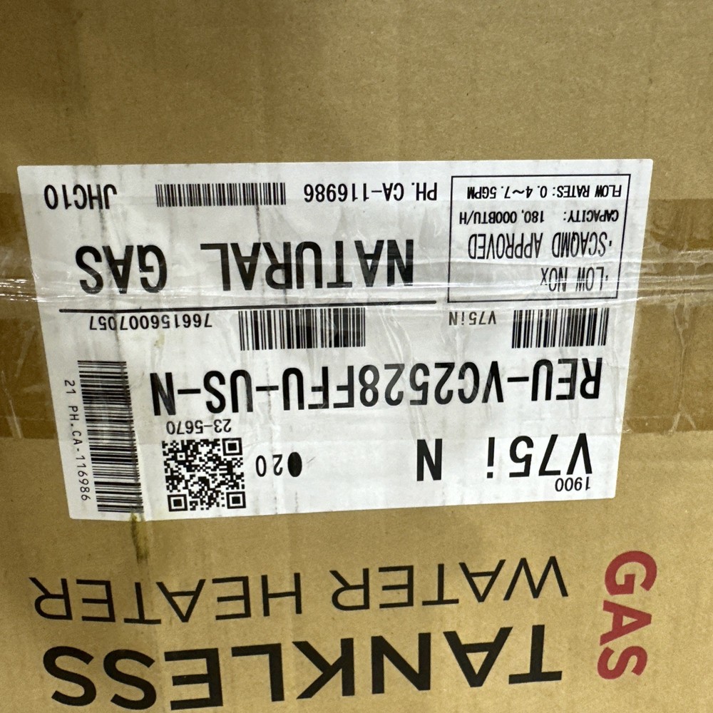 Rinnai 180k BTU Indoor Tankless Water Heater Natural Gas V75iN (OB)