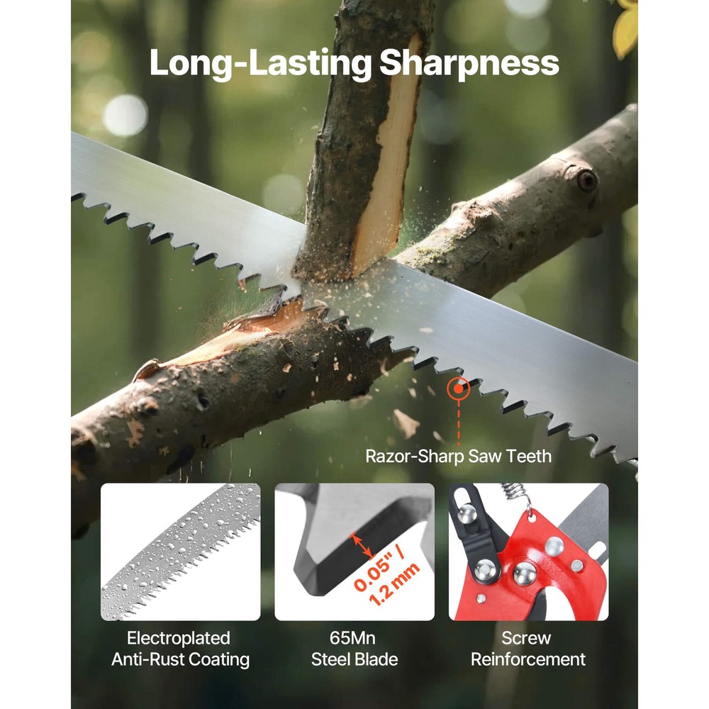 Manual Pole Saw Extendable Pole Tree Pruner 3.87 - 27 ft with Scissors