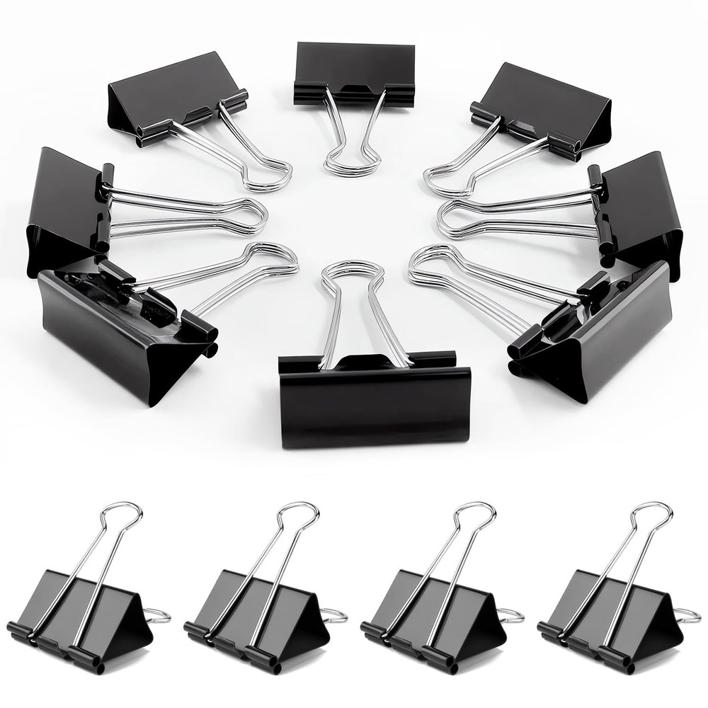 Medium Binder Clips, 72Pack, 1inch, Black Paper Medium,