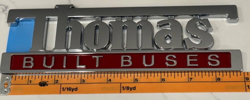 9" THOMAS BUILT BUSES EMBLEM WITH ADHESIVE BACK-OEM NOS NEW