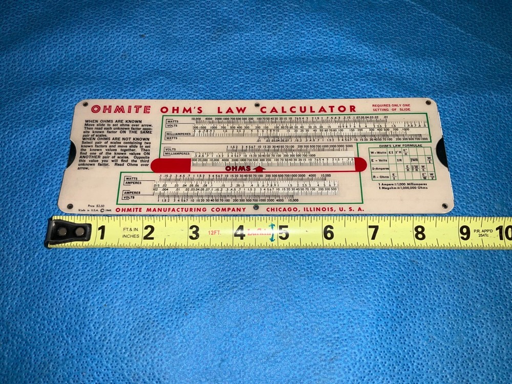 Vintage Ohmite Parallel Resistance Calculator