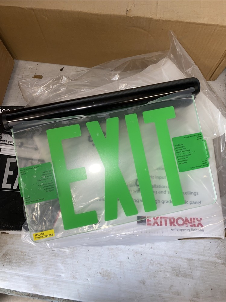 Exitronix UL listed exit sign; Green letters, S902S- WB-SR-GC-BL, SAM
