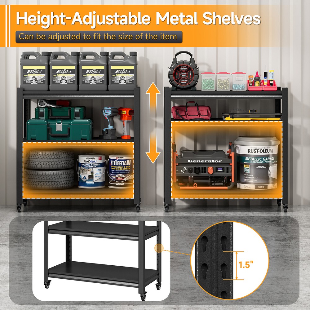 Metal Garage/Warehouse Storage Rack Unit Rolling Shelving Tool Storage Organizer