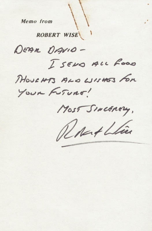 ROBERT WISE - AUTOGRAPH LETTER SIGNED