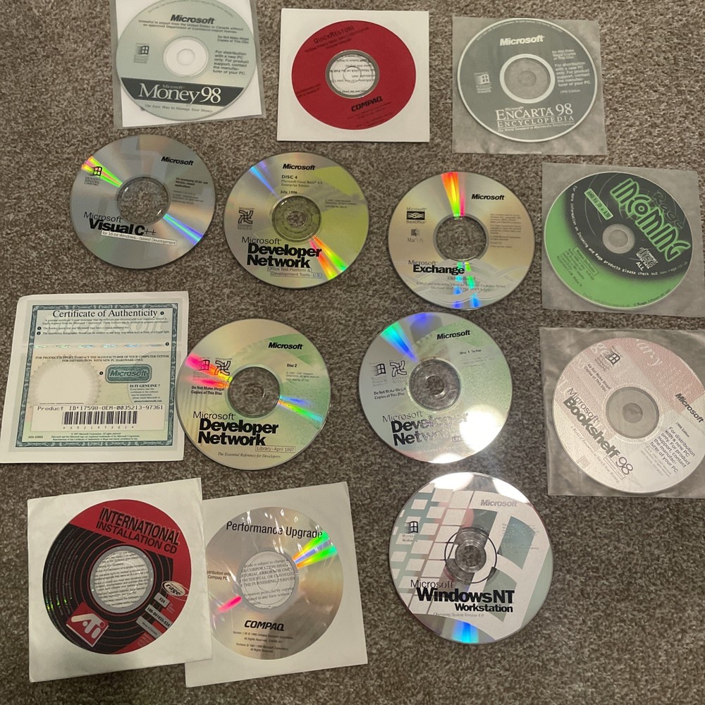 13 Vintage Computer Windows System Software CDs Disks Developer Visual C++ Etc