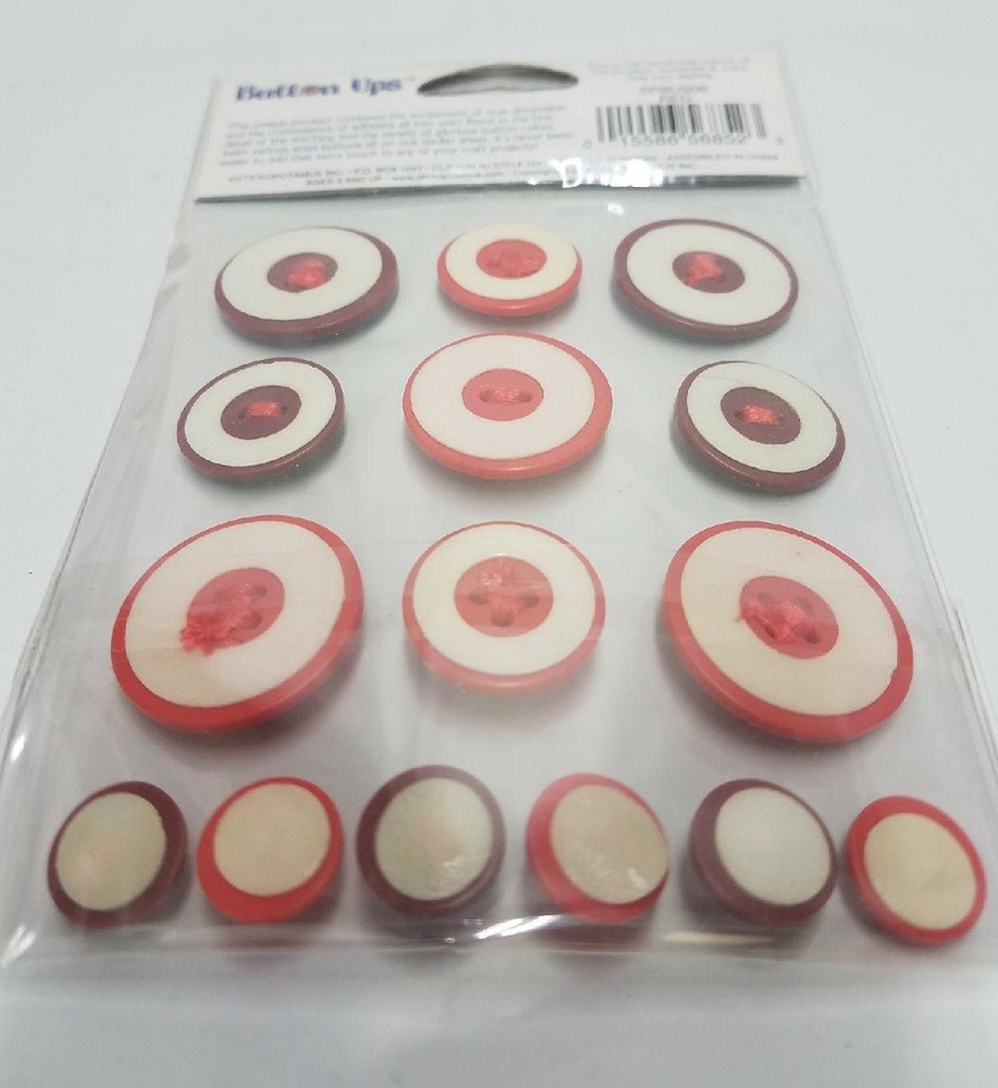 Button Ups Adhesive Button Embellishments RED For Scrapbooking