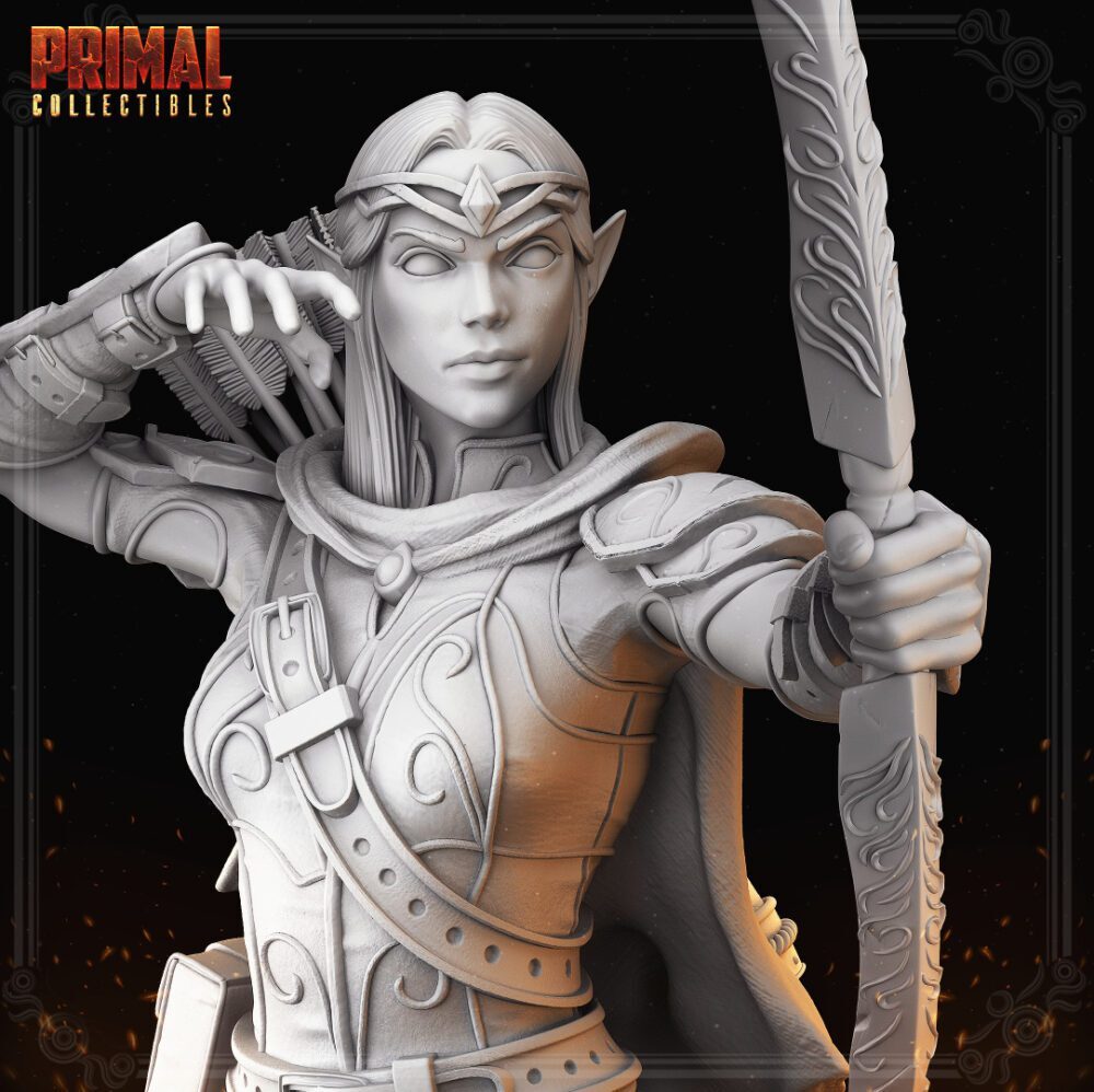 DnD Mini Elf Female Fighter Azel 32mm Scale TTRPG