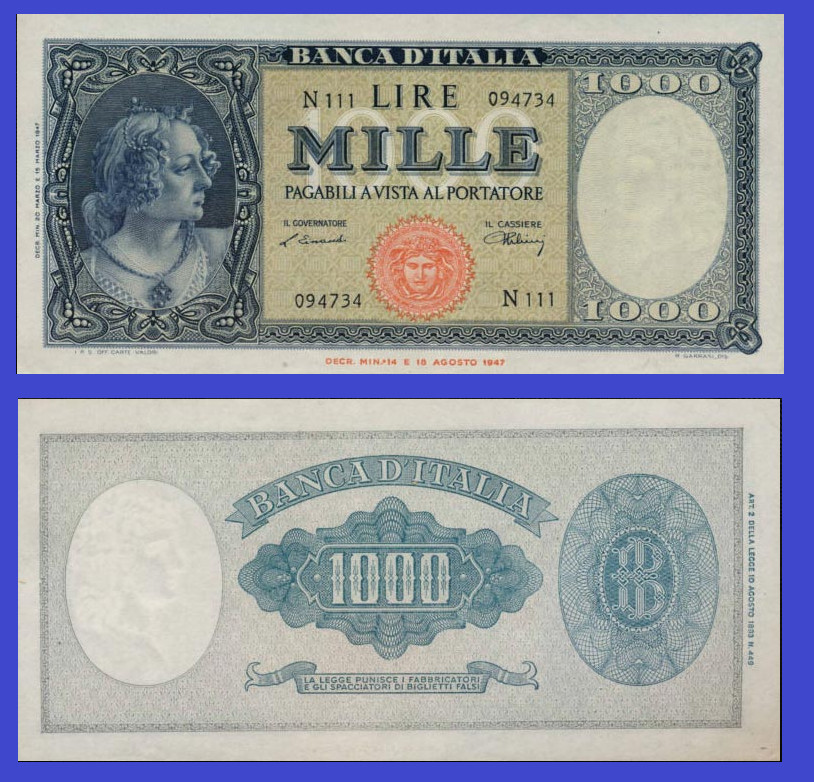 Italy 1000 lire 1947 *  Copy