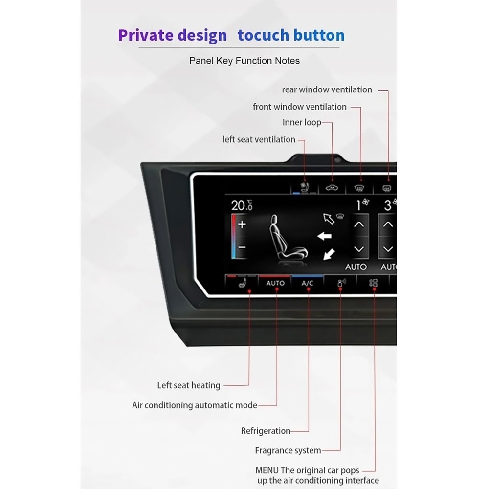 6.9'' LCD Digital AC Heater Temperature Climate Control Panel For VW Golf 7 GTI