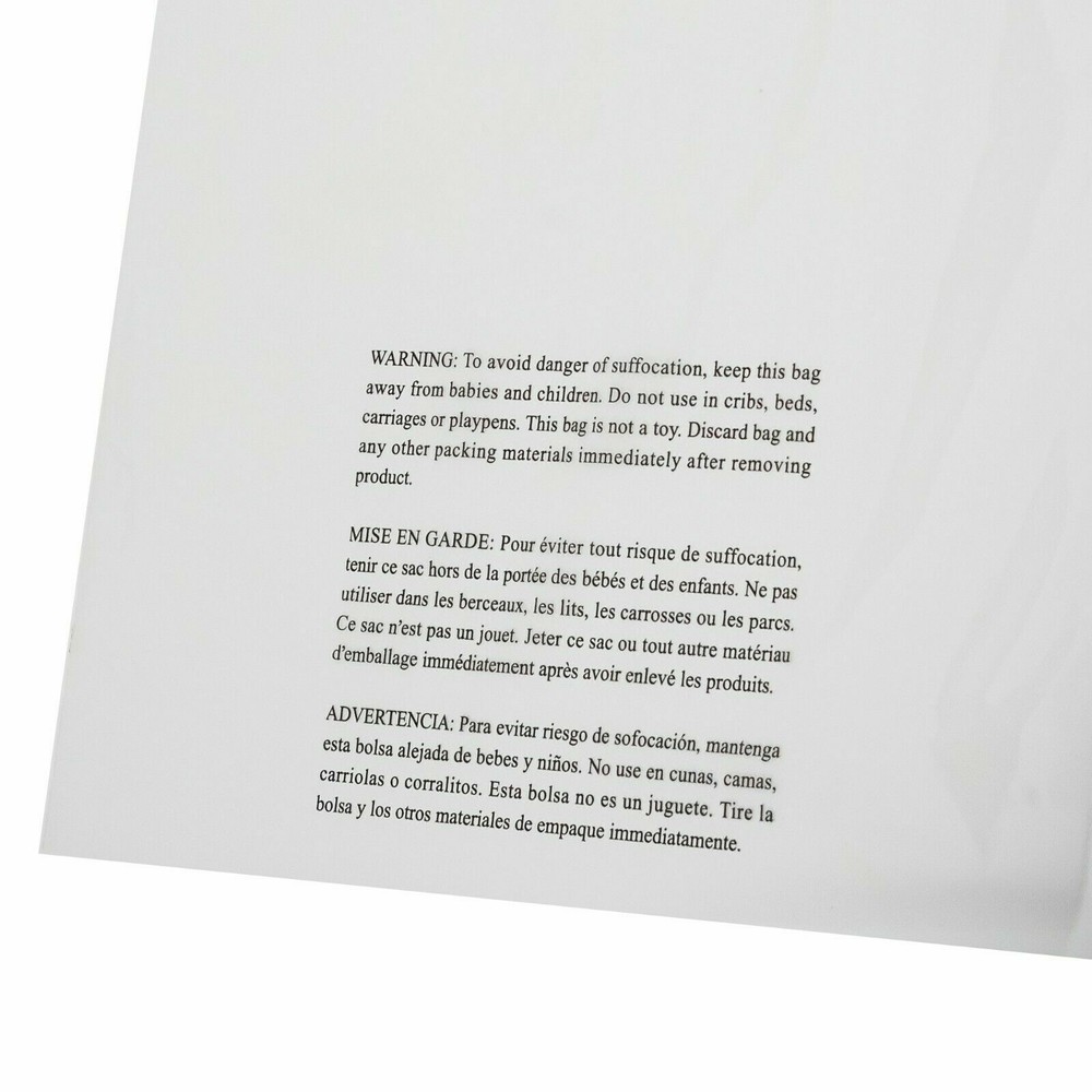 Suffocation Warning Clear Poly Bags