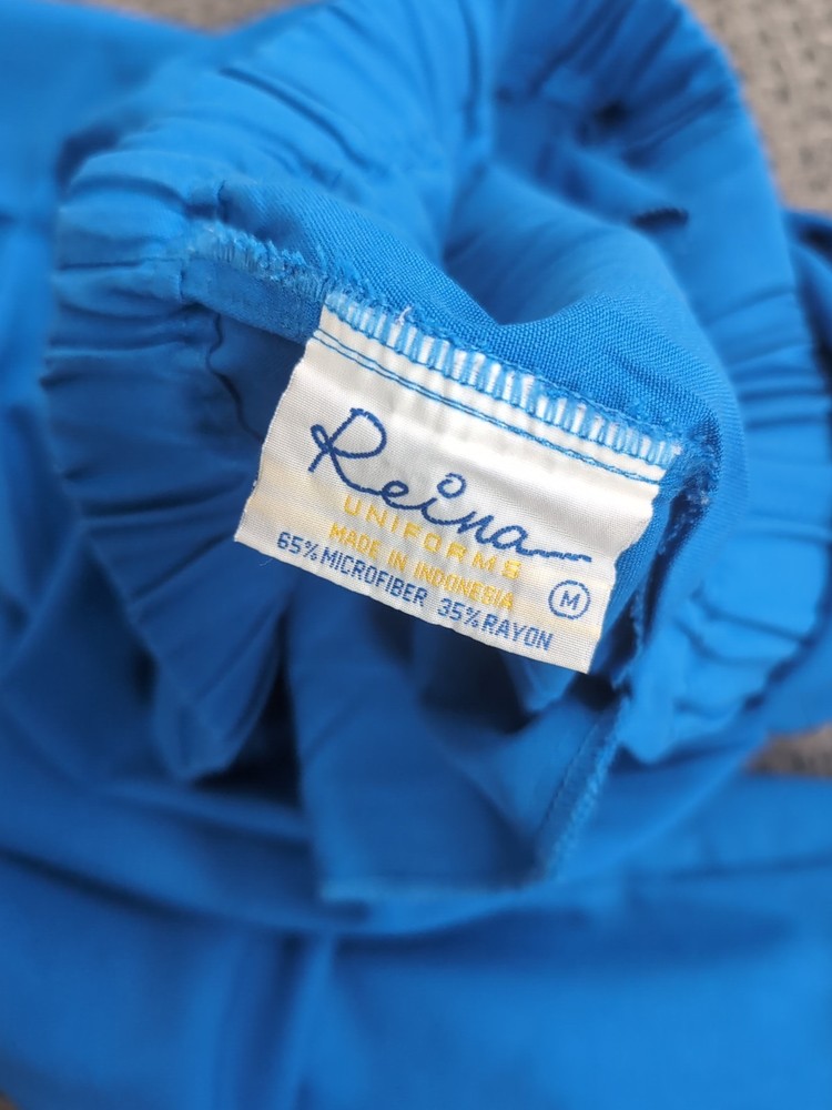 Vintage REINA Scrub Pants & Shirt Microfiber Rayon Blue Size Medium