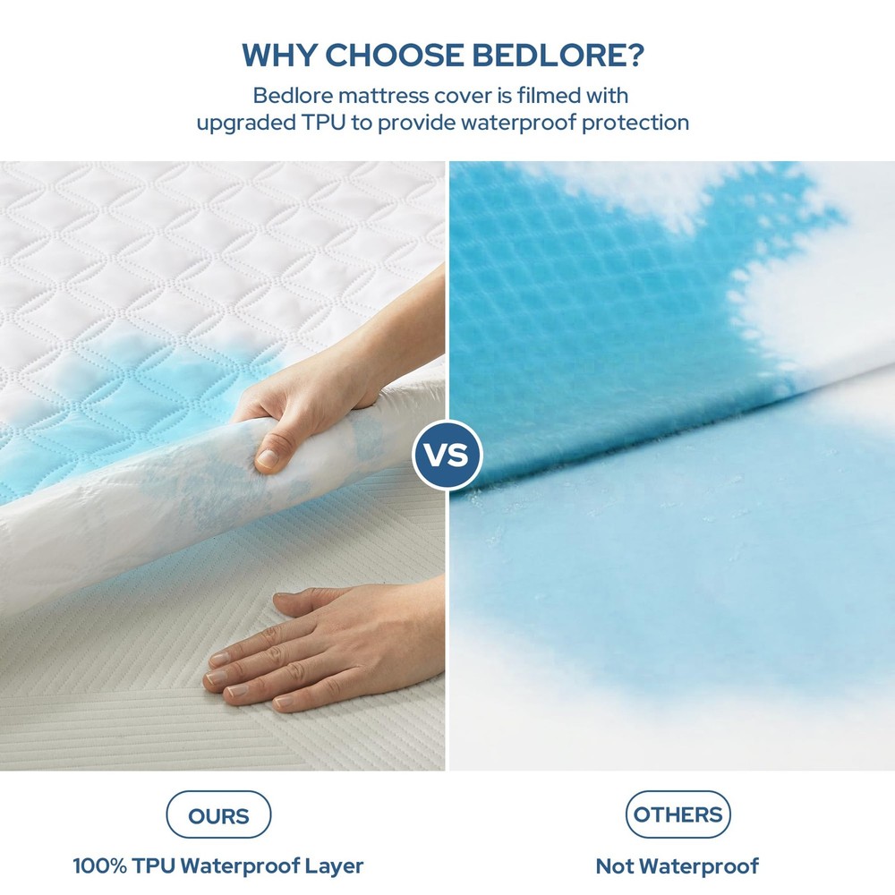 2 Pack Waterproof Mattress Protector, Full Size Mattress Pad with Deep Pocket...
