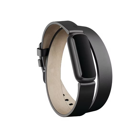 Genuine Fitbit Luxe Horween Leather Double Wrap Band - Black Original Packaging