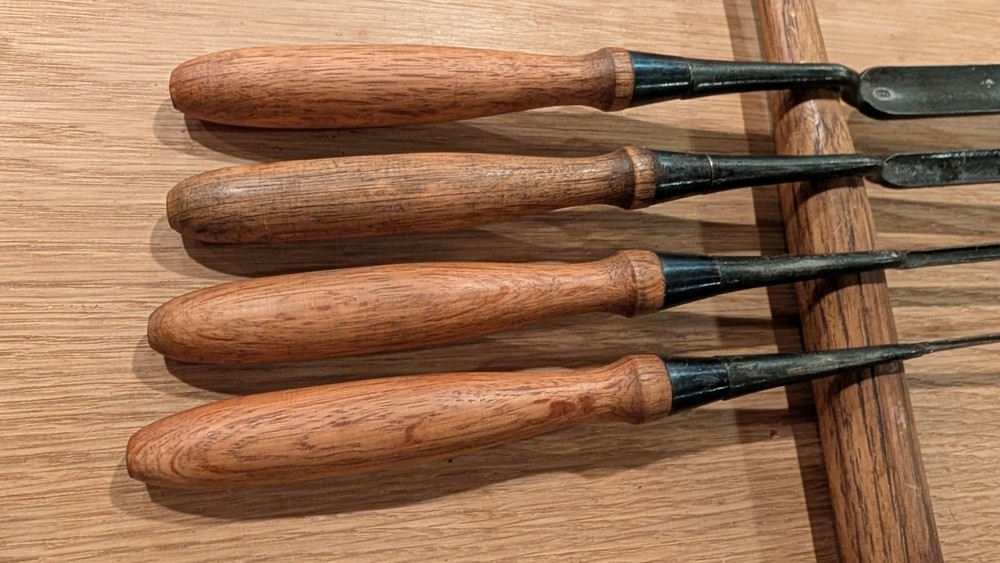 Set Of Four Japanese Kote Nomi Crank Neck Gouges