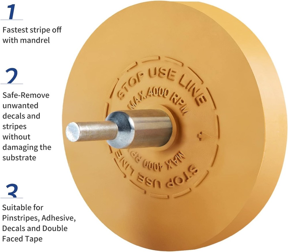 Decal Remover Eraser Wheel Rubber Adhesive Flat 1 PCS