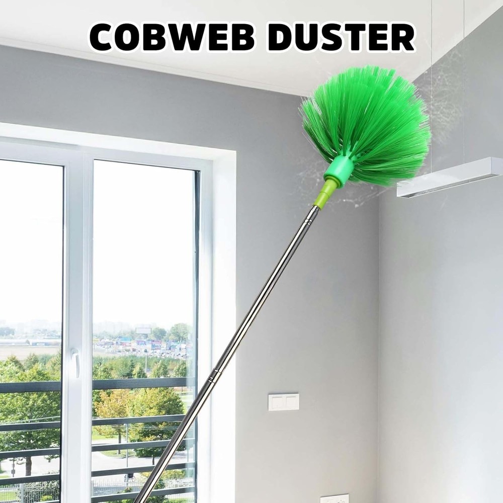 Cobweb Duster with Extension Pole, Ceiling Fan Duster with Long Handle, Spide...