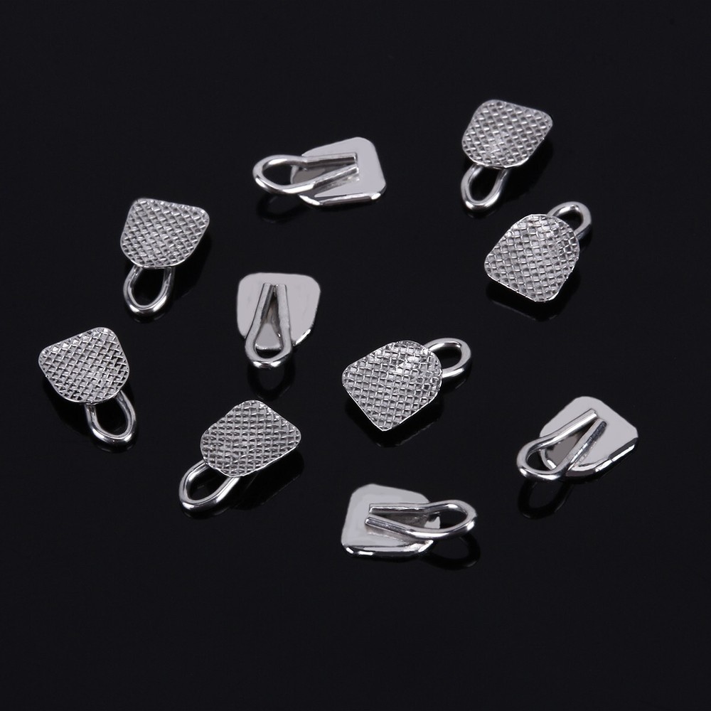 10pcs Orthodontic Lingual Buttons With Traction Hook Dental Rectangular AZDENT